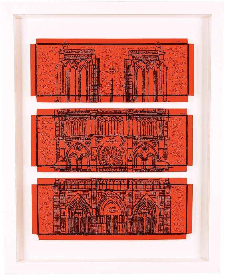 Stephen Wilson, Hermès Notre Dame Triptych
2017, Mixed Media