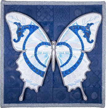 white butterfly on blue grounds